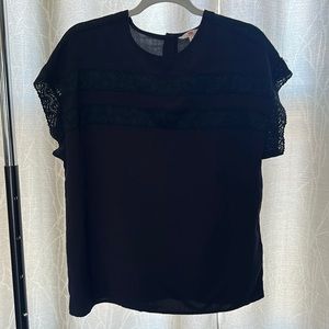 Levi’s Back Closure Lace Details Short Sleeve Top Black size S